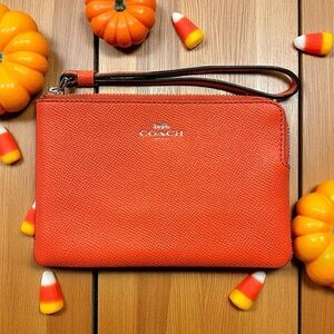 Coach Orange Wristlet Clutch